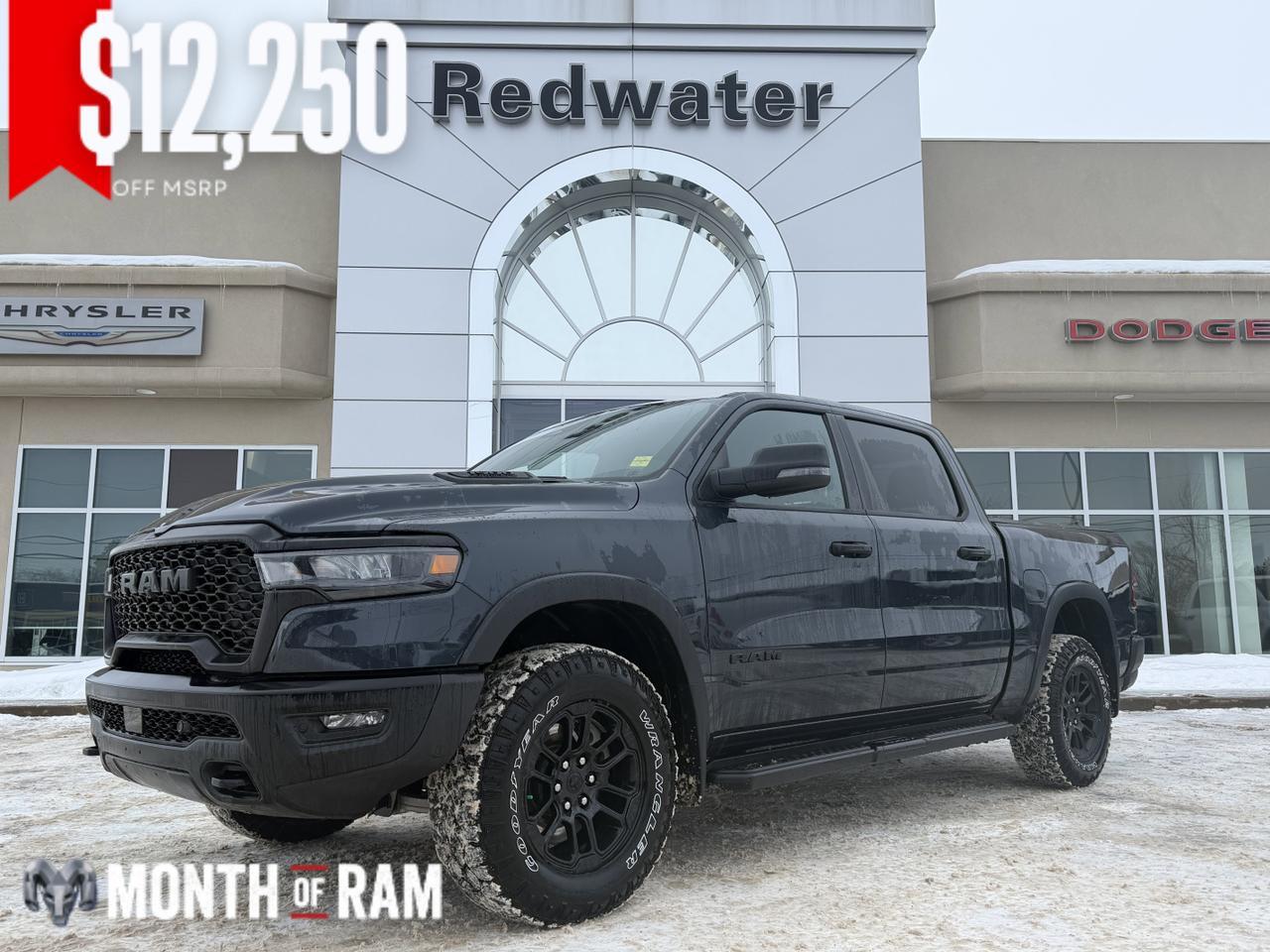 2026 Ram 1500 Rebel Crew Cab 4x4 | 3L Twin Turbo | NAV | Remote Start | Towing | Rearview Camera | Cloth Seats