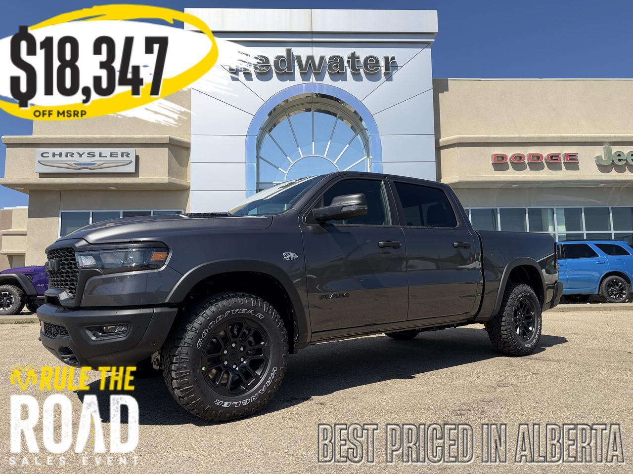 2026 Ram 1500 Rebel Crew Cab 4x4 | HEMI V8 | eTorque Hybrid | Black Red Interior | NAV | Heated Seats | Towing