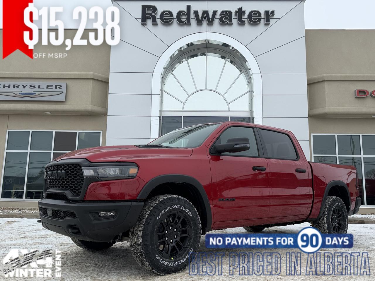 2026 Ram 1500 Rebel Crew Cab 4x4 | Molten Red | 3L Hurricane | Sport Hood | NAV | Alpine Audio | Remote Start