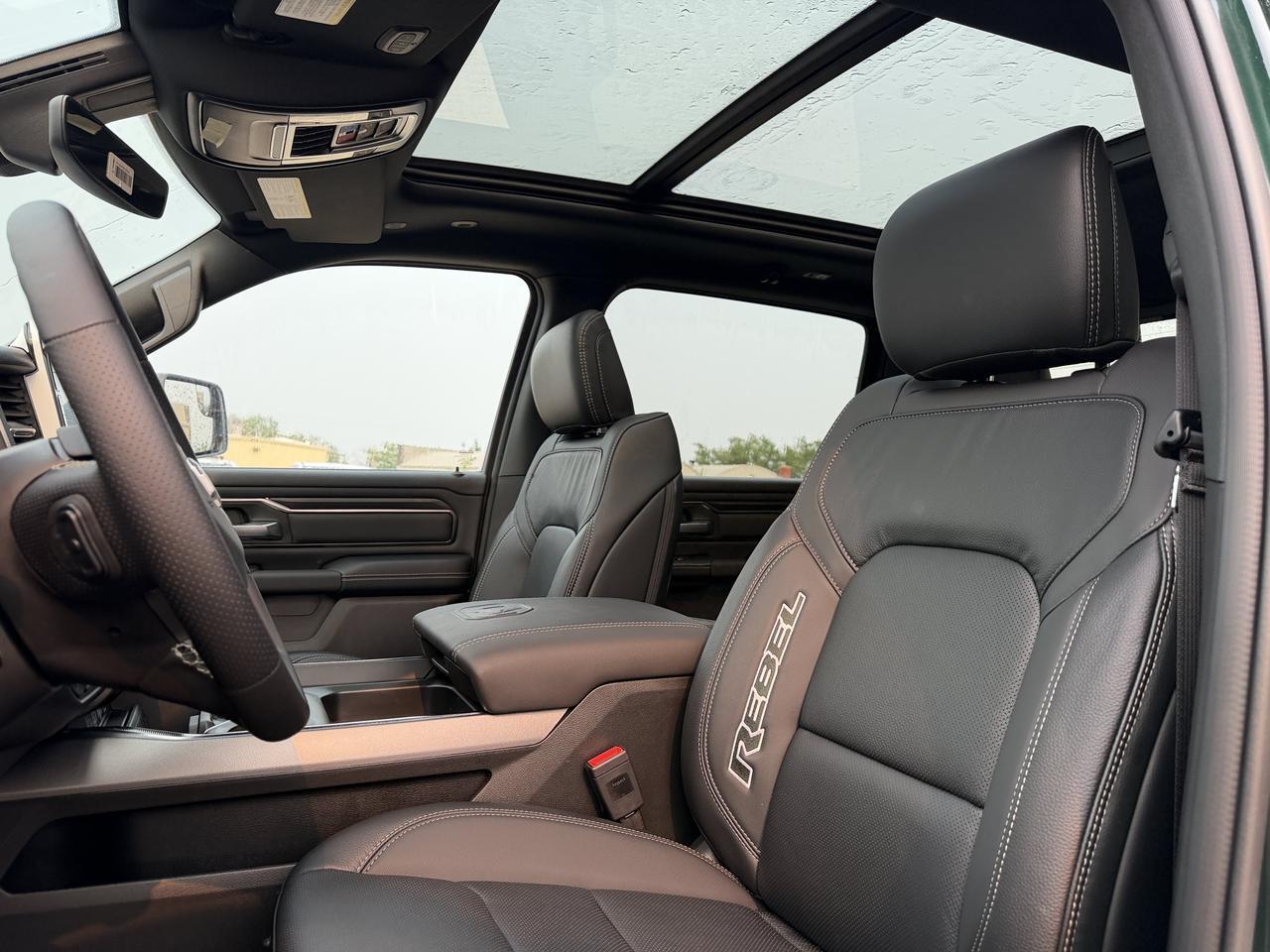 2026 Ram 1500 Rebel Crew Cab 4x4 | Serrano Green | NAV | Panoramic Sunroof | Luxury Leather | Heated Vented Redwater AB