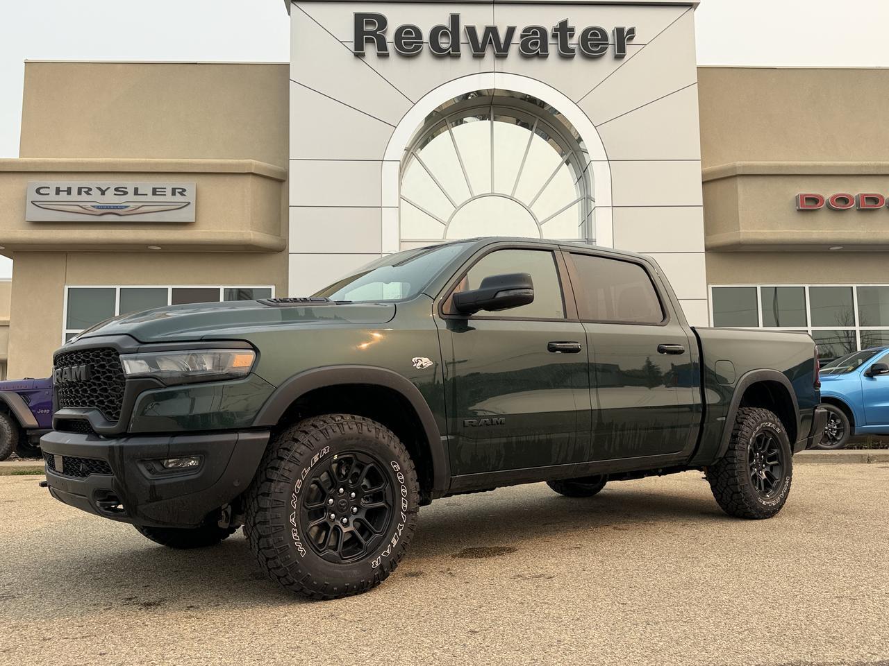 2026 Ram 1500 Rebel Crew Cab 4x4 | Serrano Green | NAV | Panoramic Sunroof | Luxury Leather | Heated Vented