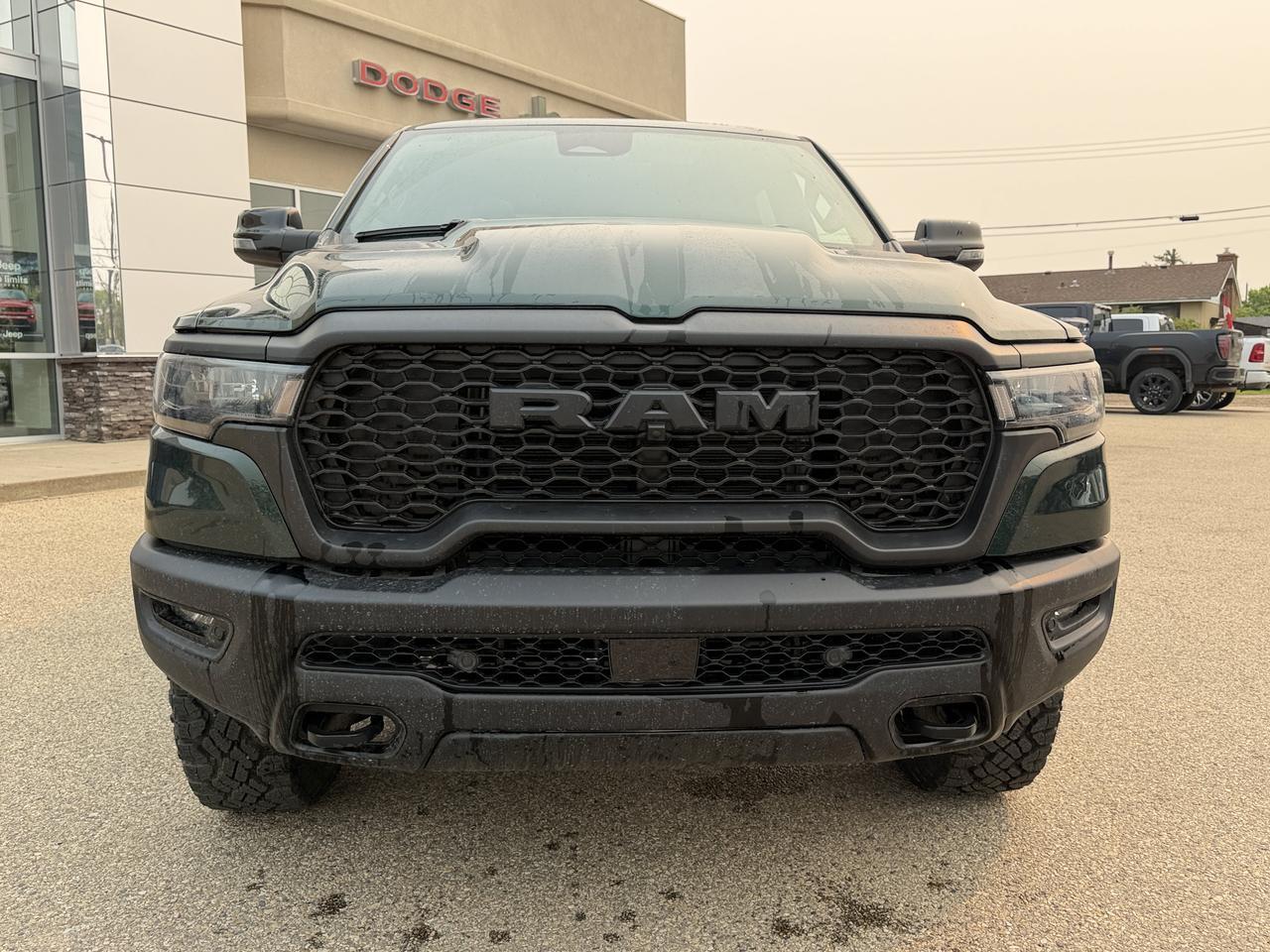 2026 Ram 1500 Rebel Crew Cab 4x4 | Serrano Green | NAV | Panoramic Sunroof | Luxury Leather | Heated Vented Redwater AB