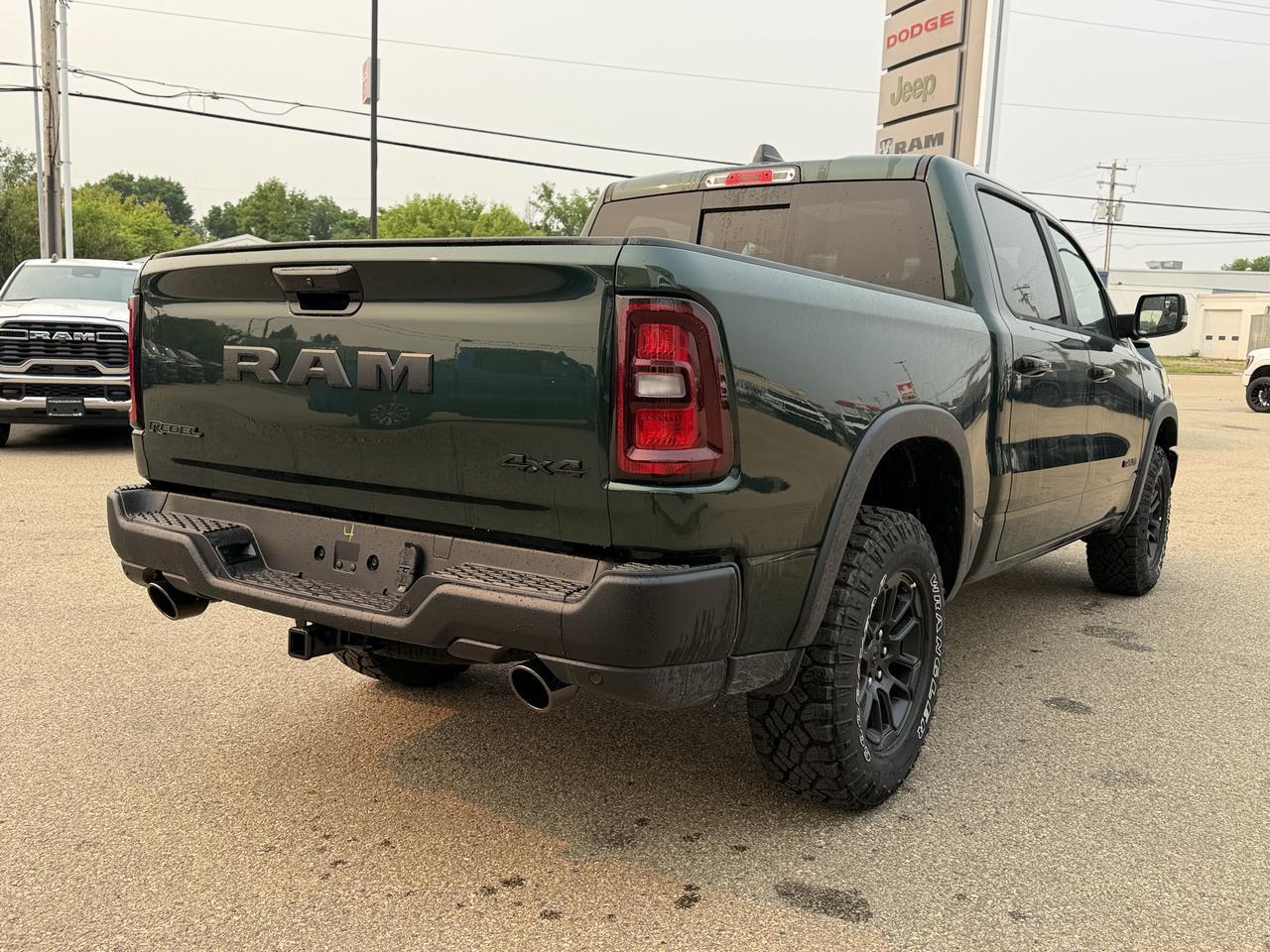 2026 Ram 1500 Rebel Crew Cab 4x4 | Serrano Green | NAV | Panoramic Sunroof | Luxury Leather | Heated Vented Redwater AB