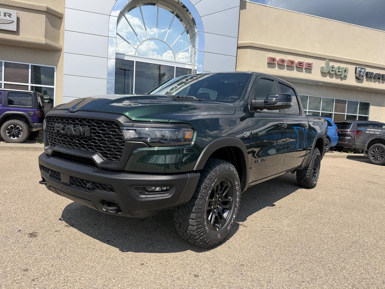 2026 Ram 1500 Rebel Crew Cab 4x4 | Serrano Green | eTorque Hybrid | NAV | Pano Sunroof | Heated Vented Leather