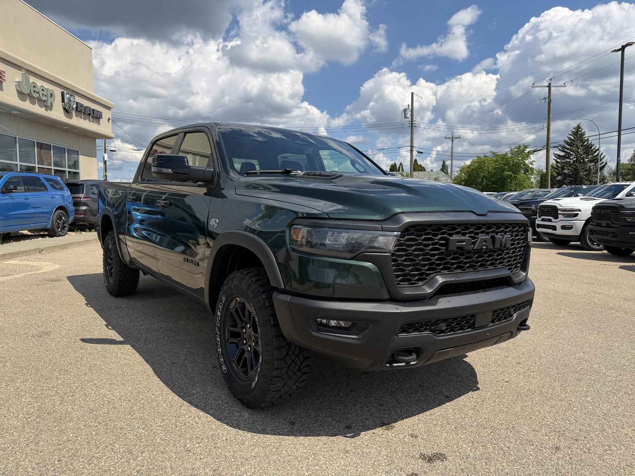 2026 Ram 1500 Rebel Crew Cab 4x4 | Serrano Green | eTorque Hybrid | NAV | Pano Sunroof | Heated Vented Leather Redwater AB
