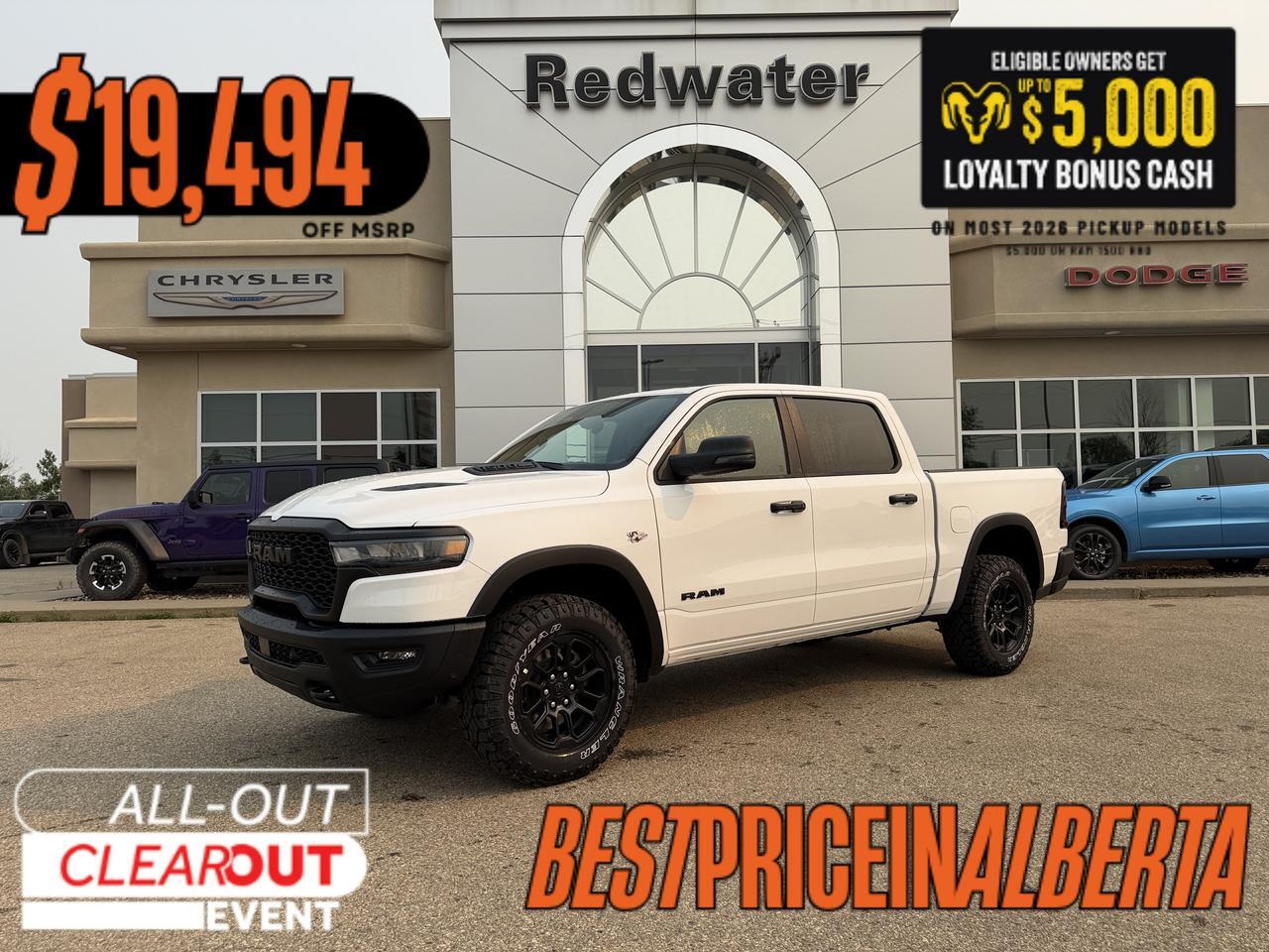 2026 Ram 1500 Rebel Crew Cab 4x4 | V8 Hybrid | Off-Road Suspension | Touchscreen Display | NAV