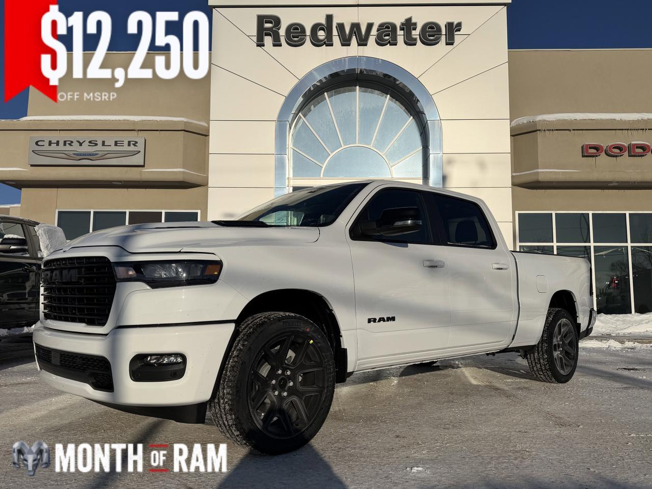 2026 Ram 1500 Sport Crew Cab 4x4 | 3L Hurricane | Pano Sunroof | NAV | Heated Vented Seats | Leather