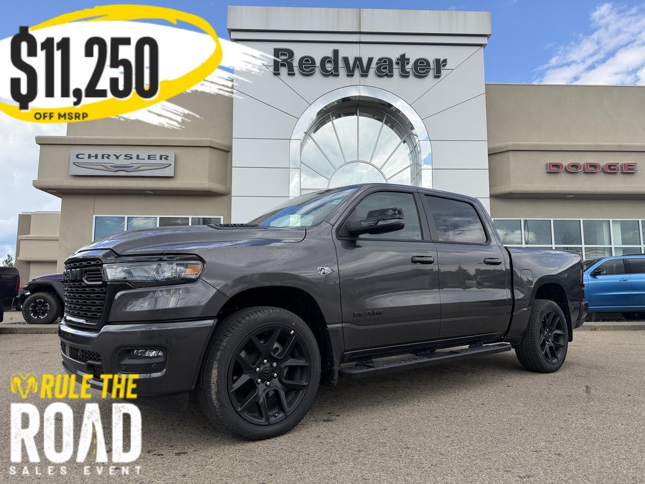 2026 Ram 1500 Sport Crew Cab 4x4 | Rig Ready Ram | HEMI V8 | Night Edition | Black Leather | Pano Sunroof | NAV