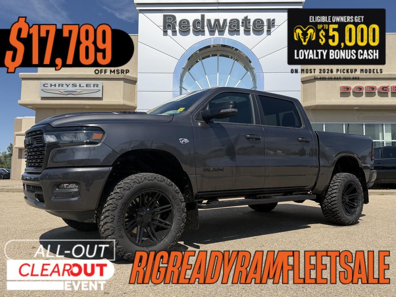 2026 Ram 1500 Sport Crew Cab 4x4 | Rig Ready Ram | KYLE | 6" Lift Kit | Hemi | 20" Wheels | 35" Tires | Pano Roof