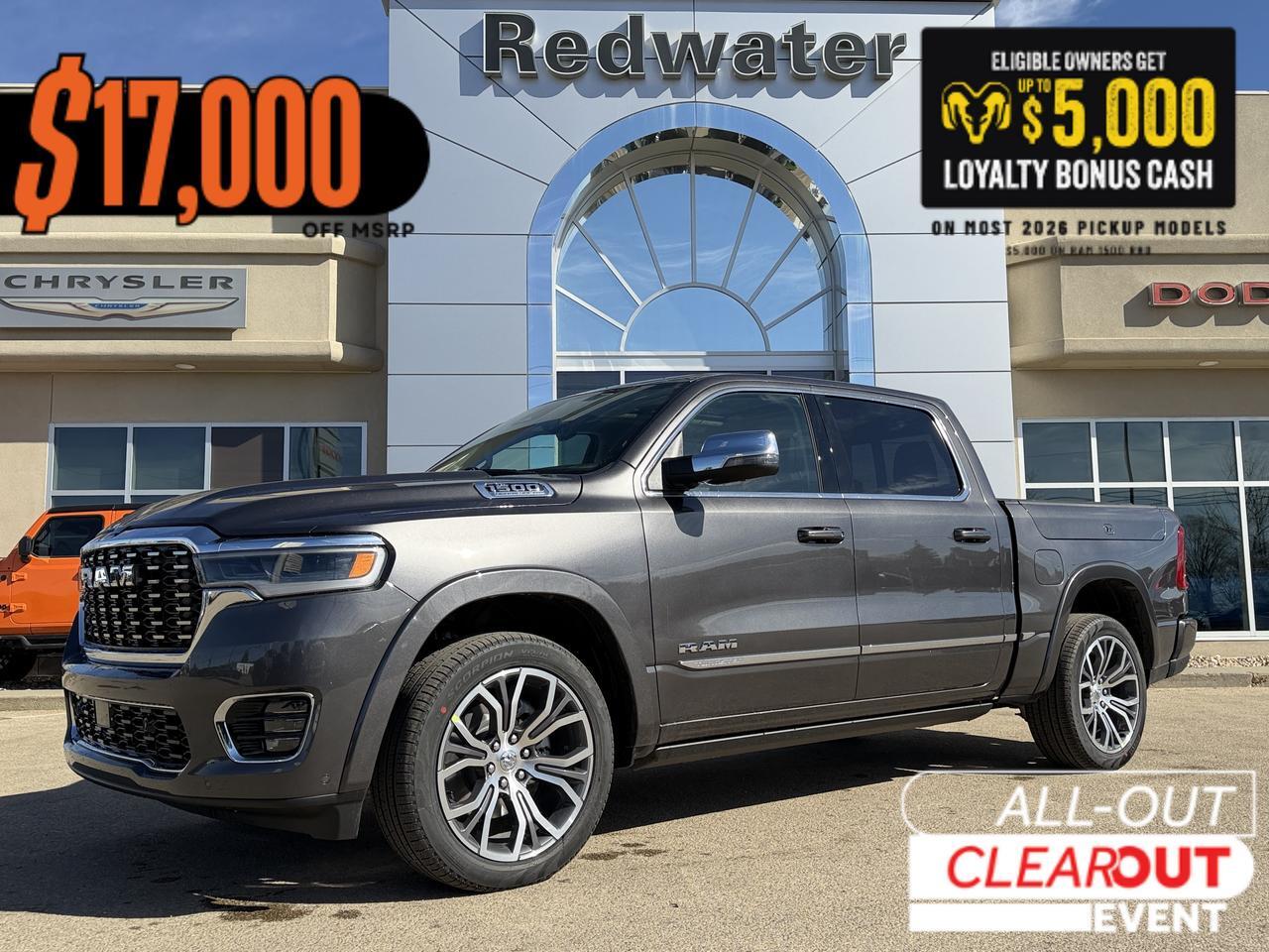 2026 Ram 1500 Tungsten Crew Cab 4x4 | 3L Hurricane | Massaging Leather | Dual Sunroof | Power Boards | 22IN Wheels