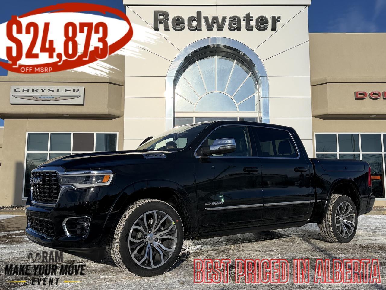 2026 Ram 1500 Tungsten Crew Cab 4x4 | 3L Hurricane | Premium Leather | Dual Pane Sunroof | NAV | 22IN Wheels