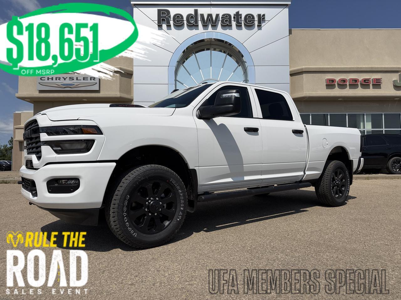 2026 Ram 2500 Black Express Crew Cab 4x4 | V8 HEMI | Black Interior | Bright White | Android Auto Apple CarPlay