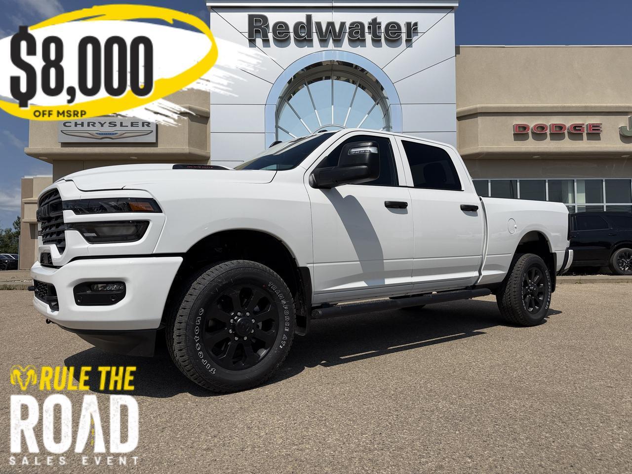 2026 Ram 2500 Black Express Crew Cab 4x4 | V8 HEMI | Black Interior | Bright White | Android Auto Apple CarPlay