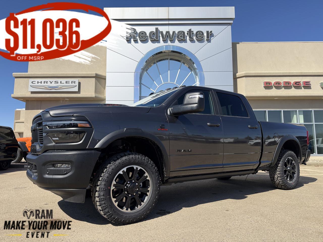 2026 Ram 2500 Rebel Crew Cab 4x4 | Cummins Diesel | Leather Heated Vented Seats | NAV | Power Sunroof | AT Tires