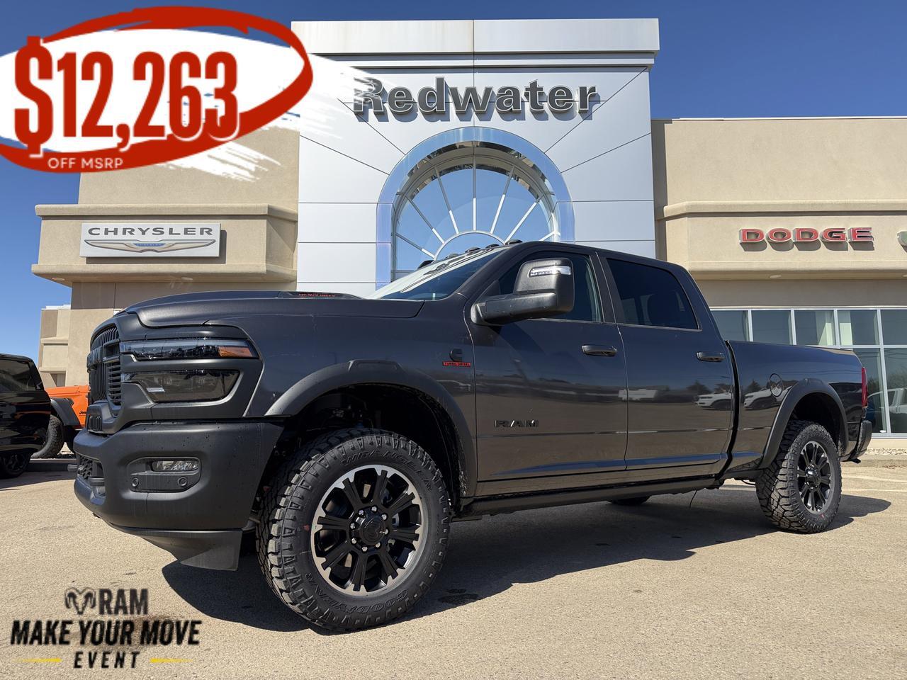 2026 Ram 2500 Rebel Crew Cab 4x4 | Cummins Diesel | Leather Heated Vented Seats | NAV | Power Sunroof | AT Tires