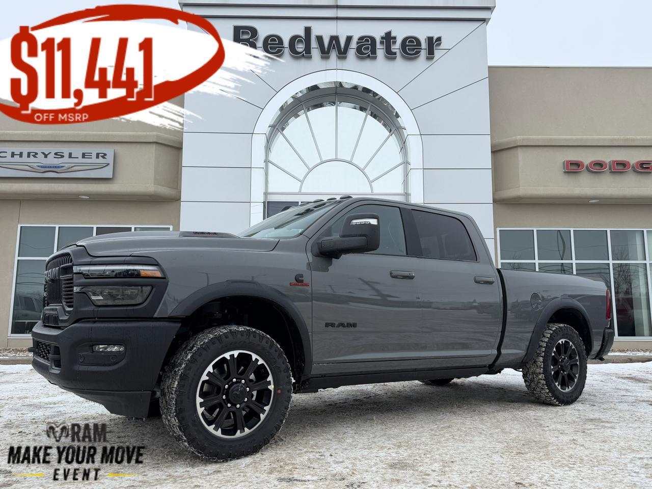 2026 Ram 2500 Rebel Crew Cab 4x4 | Towing Tech Safety Groups | Sport Hood | 12IN Display | Digital Rearview Mirror