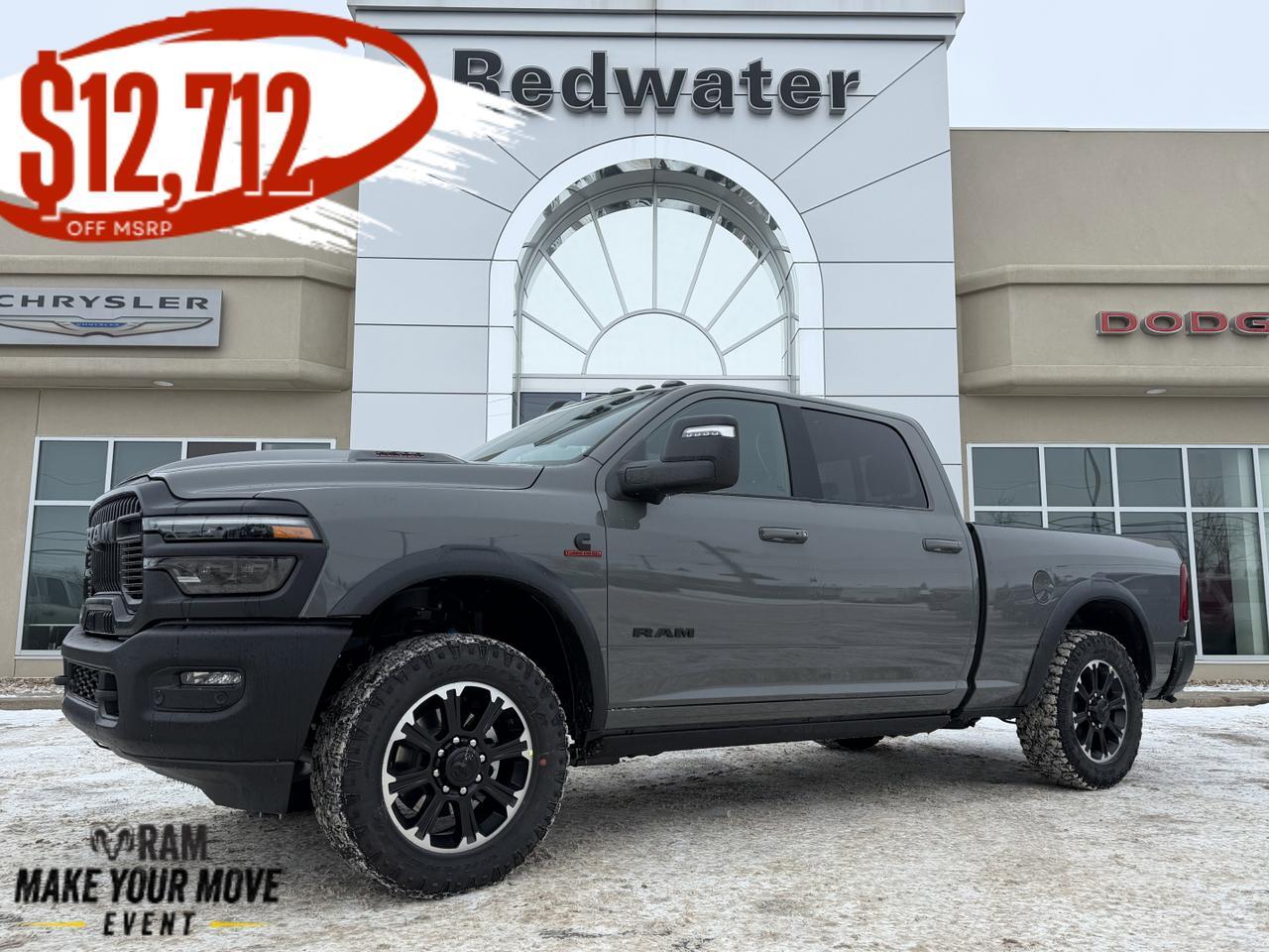2026 Ram 2500 Rebel Crew Cab 4x4 | Towing Tech Safety Groups | Sport Hood | 12IN Display | Digital Rearview Mirror