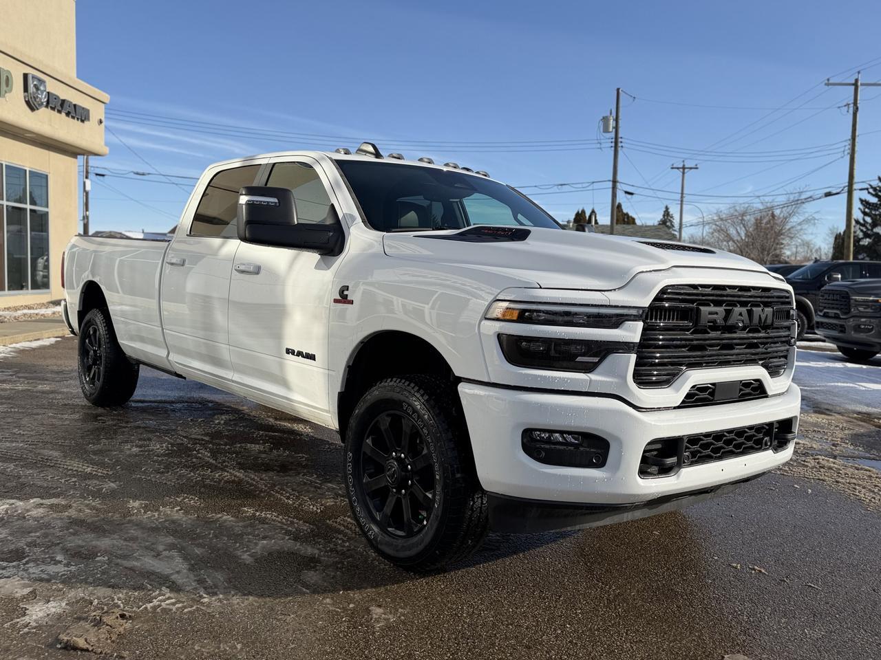 2026 Ram 3500 Laramie Crew Cab 4x4 | Cummins Turbo Diesel | Bright White | NAV | Heated Seats | Backup Camera Redwater AB