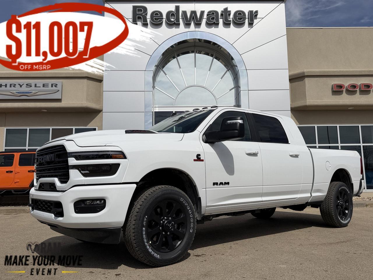 2026 Ram 3500 Laramie Mega Cab 4x4 | Cummins Diesel | 5th Wheel Prep | Sunroof | NAV | Leather Heated Vented Seats