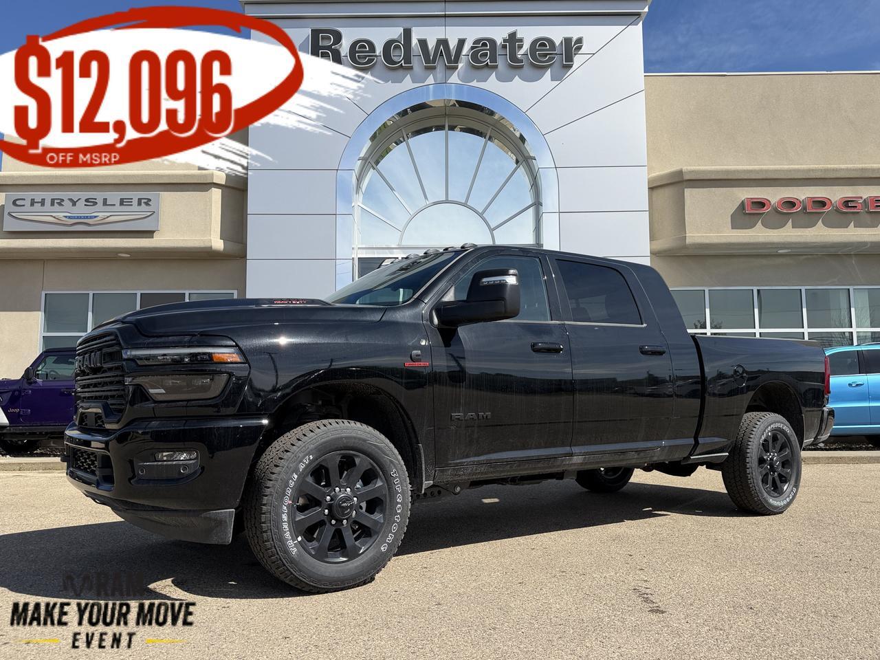 2026 Ram 3500 Laramie Mega Cab 4x4 | Cummins Diesel | Night Edition | Black Leather | 5th Wheel Prep | Sunroof