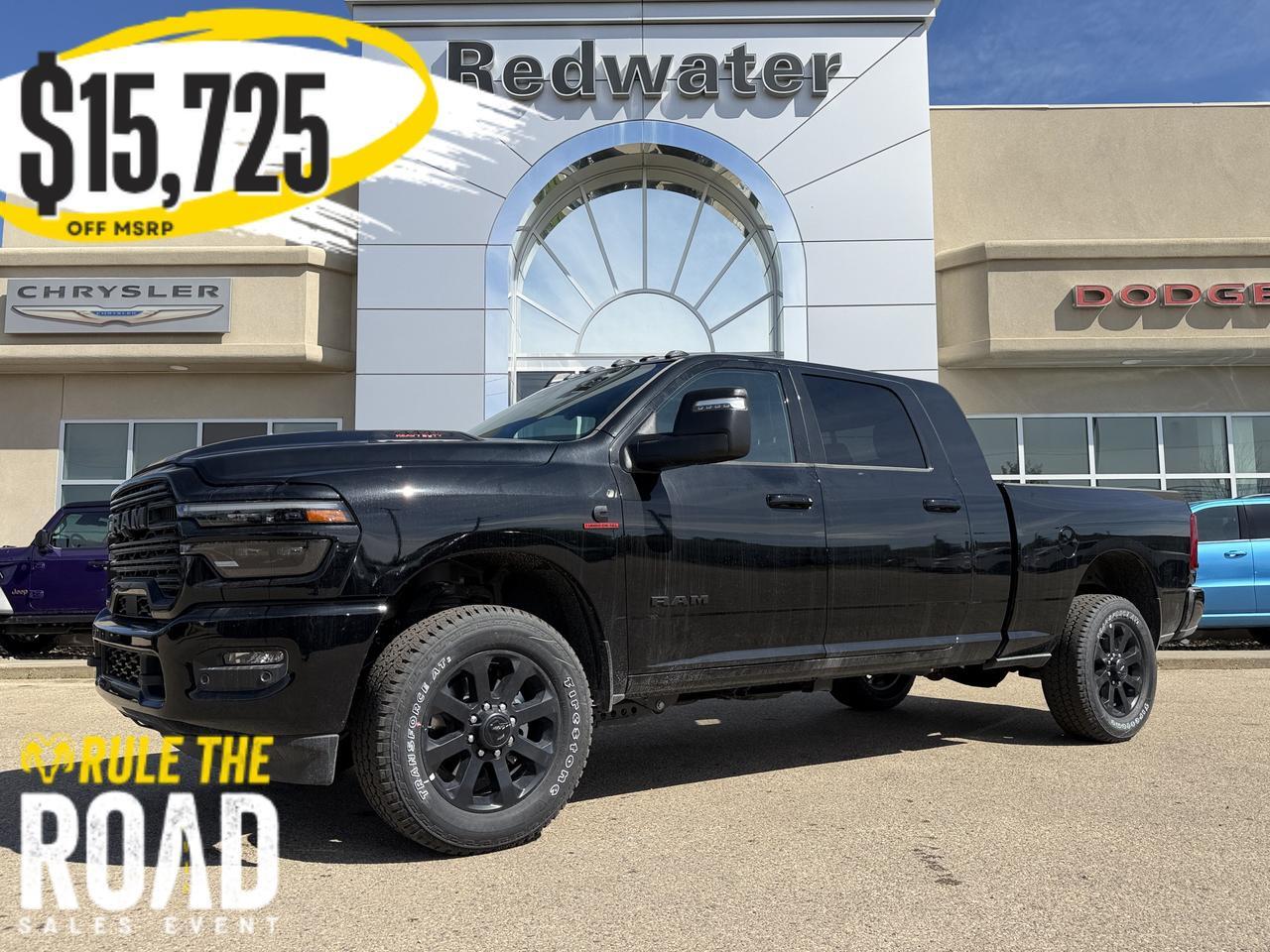 2026 Ram 3500 Laramie Mega Cab 4x4 | Cummins Diesel | Night Edition | Black Leather | 5th Wheel Prep | Sunroof