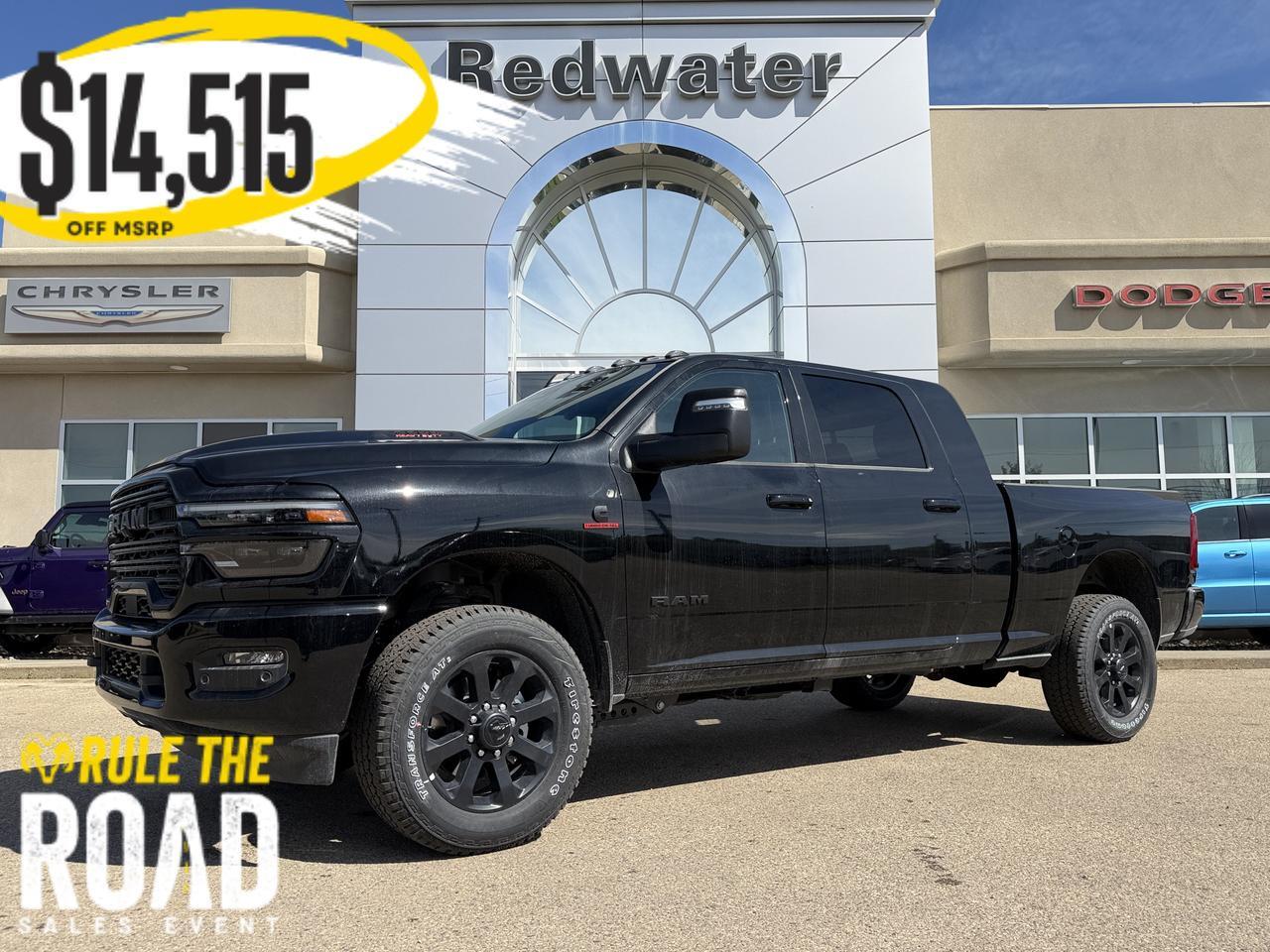 2026 Ram 3500 Laramie Mega Cab 4x4 | Cummins Diesel | Night Edition | Black Leather | 5th Wheel Prep | Sunroof