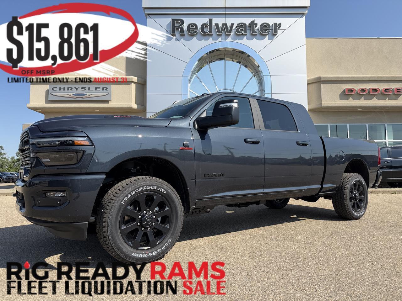 2026 Ram 3500 Laramie Mega Cab 4x4 | Heated Vented Leather Seats | NAV | 5th Wheel Prep | Remote Start | Leather