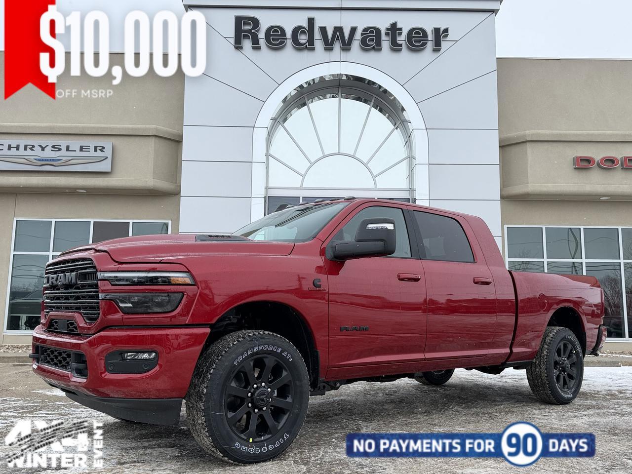 2026 Ram 3500 Laramie Mega Cab 4x4 | Molten Red | Cummins Diesel | Leather | Heated Seats | NAV | Remote Start