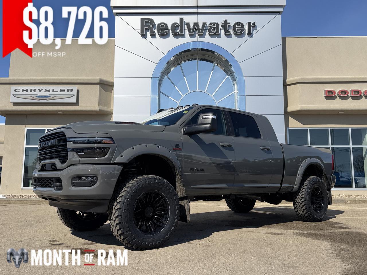 2026 Ram 3500 Laramie Mega Cab 4x4 | Rig Ready Ram | 5th Wheel Prep | 12IN Touchscreen | Heated Vented Leather