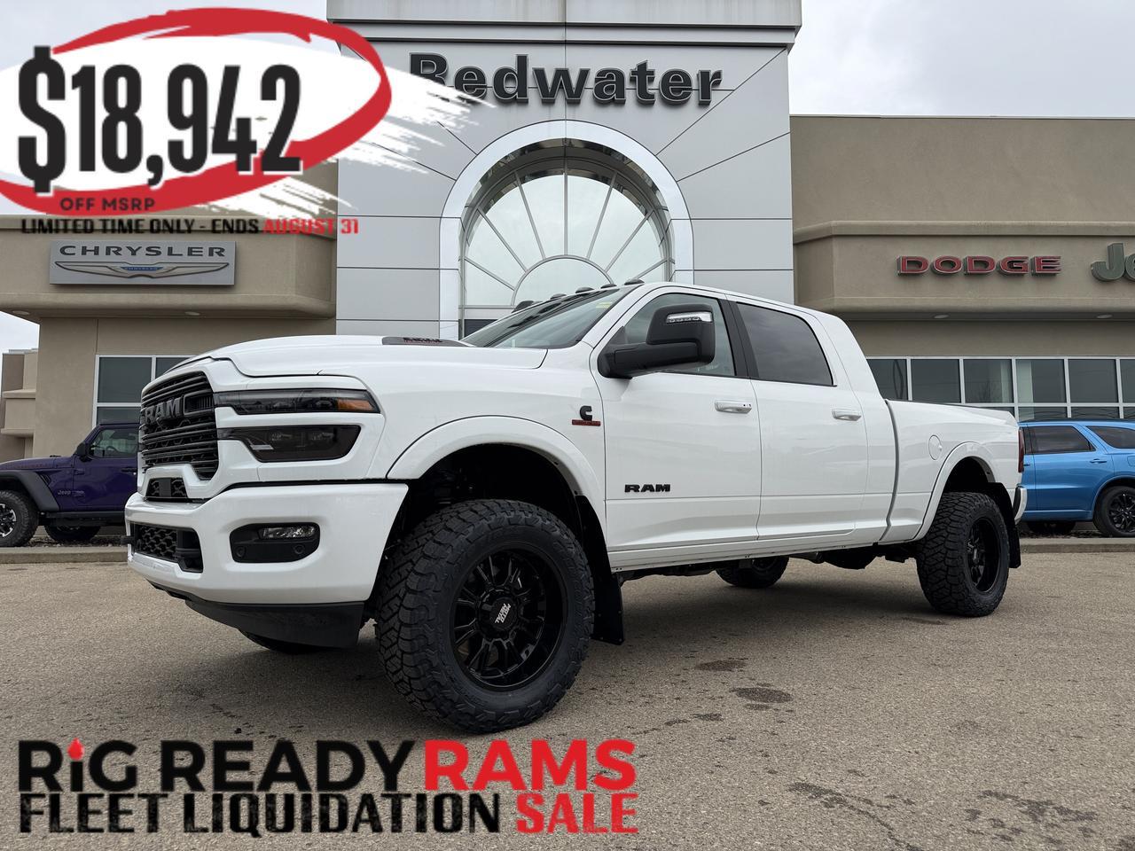 2026 Ram 3500 Laramie Mega Cab 4x4 | Rig Ready Ram | 5th Wheel Prep | Sunroof | NAV | Leather Heated Vented Seats