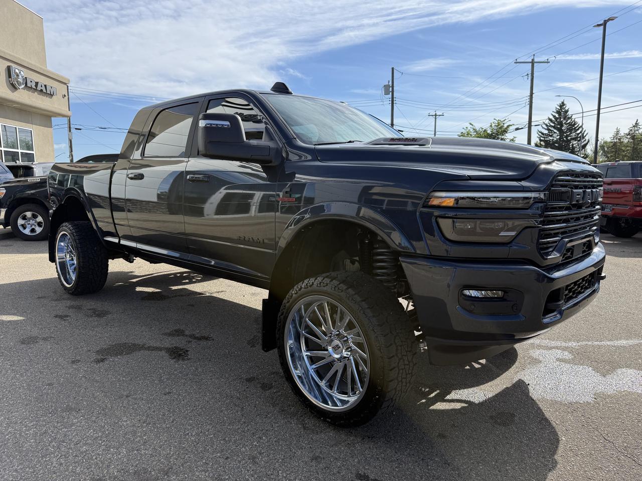 2026 Ram 3500 Laramie Mega Cab 4x4 | Rig Ready Ram | BLUEZILLA | 5" Inch Lift | 24" Rim's | 35" Tires | Loaded Redwater AB