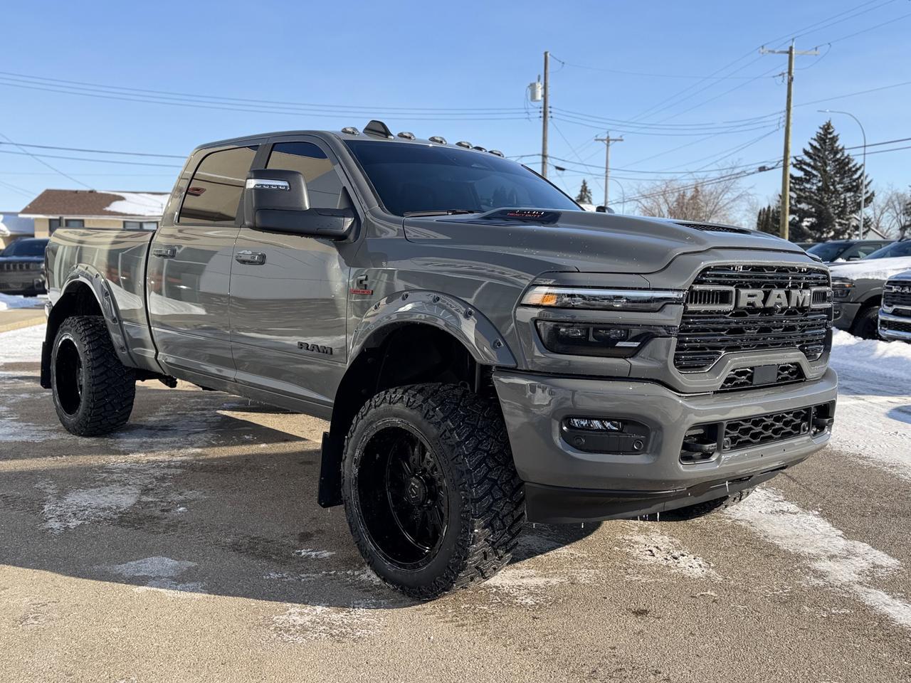2026 Ram 3500 Laramie Night Edition Crew Cab | Rig Ready Ram | SMOKE SHOW | 3" Lift | 22" Tis Rim's | 35" Tire's Redwater AB