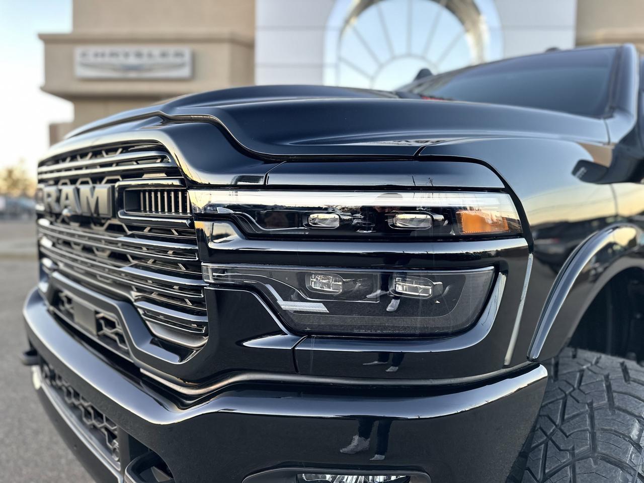 2026 Ram 3500 Laramie Night Edition Crew Cab 4x4 | BATMAN | Rig Ready Ram | Leather | Sport Hood | Sunroof Redwater AB