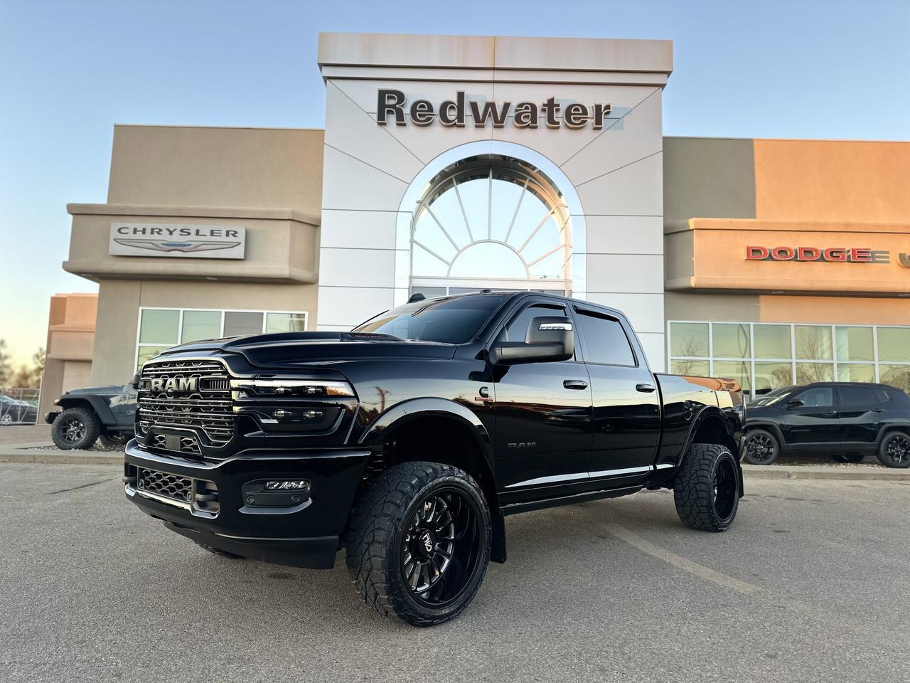 2026 Ram 3500 Laramie Night Edition Crew Cab 4x4 | BATMAN | Rig Ready Ram | Leather | Sport Hood | Sunroof Redwater AB