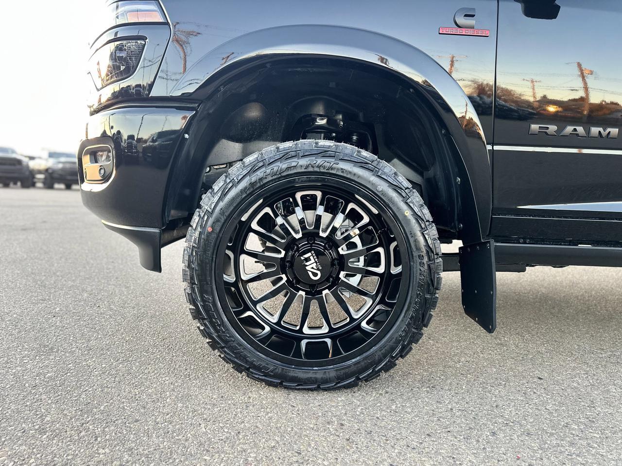 2026 Ram 3500 Laramie Night Edition Crew Cab 4x4 | BATMAN | Rig Ready Ram | Leather | Sport Hood | Sunroof Redwater AB