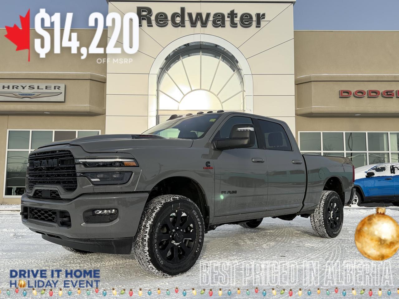 2026 Ram 3500 Laramie Night Edition Crew Cab 4x4 | Cummins Diesel | Leather | Sunroof | Towing | Sport Hood