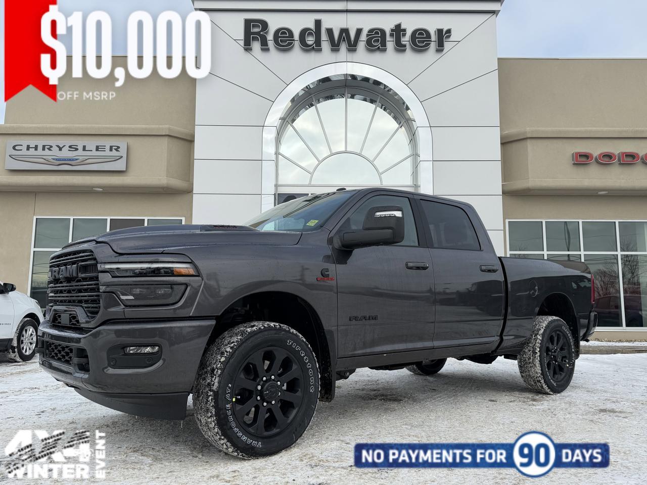 2026 Ram 3500 Laramie Night Edition Crew Cab 4x4 | Cummins Diesel | Sunroof | NAV | 5th Wheel Prep | 20IN Wheels