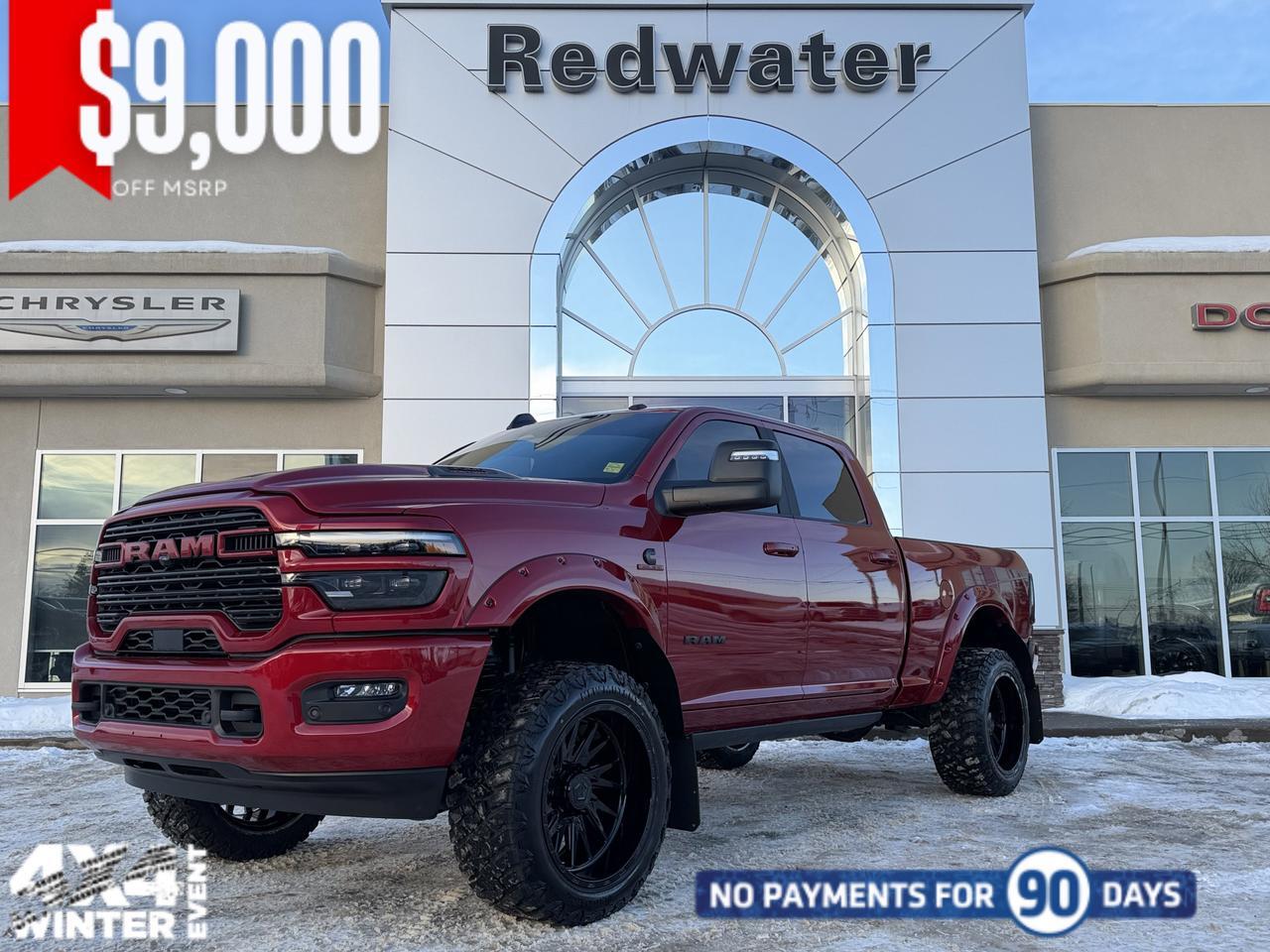 2026 Ram 3500 Laramie Night Edition Crew Cab 4x4 | Rig Ready Ram | DEADPOOL | 3&rdquo; Level | 22&rdquo; TIS Rim | 35&rdquo; Tires