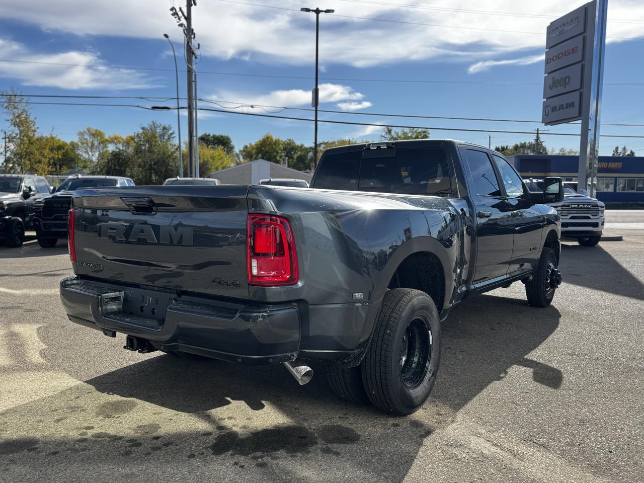 2026 Ram 3500 Laramie Night Edition Dually Crew Cab 4x4 | Cummins Diesel | Sport Hood | Sunroof | Leather Redwater AB
