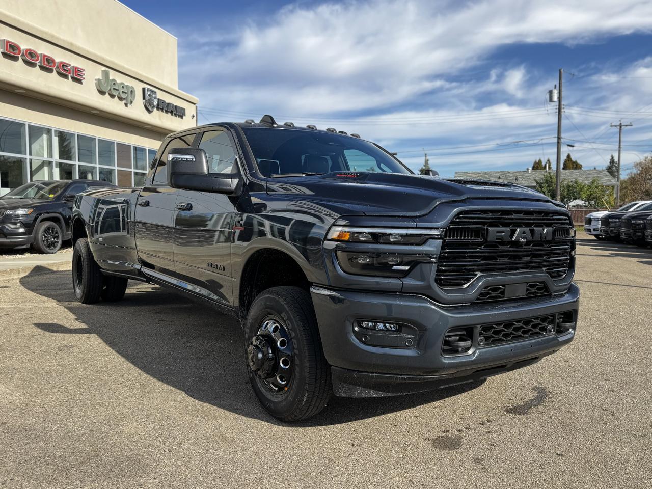 2026 Ram 3500 Laramie Night Edition Dually Crew Cab 4x4 | Cummins Diesel | Sport Hood | Sunroof | Leather Redwater AB