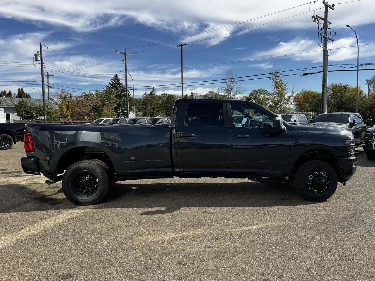 2026 Ram 3500 Laramie Night Edition Dually Crew Cab 4x4 | Cummins Diesel | Sport Hood | Sunroof | Leather Redwater AB