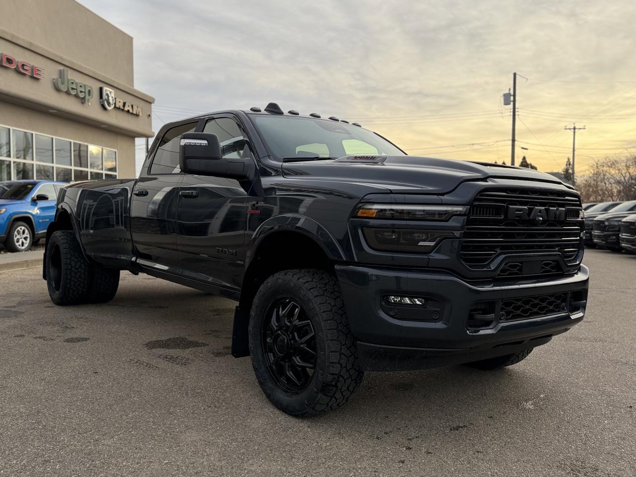 2026 Ram 3500 Laramie Night Edition Dually Crew Cab 4x4 | SULLY | Rig Ready Ram | Sport Hood | Sunroof Redwater AB