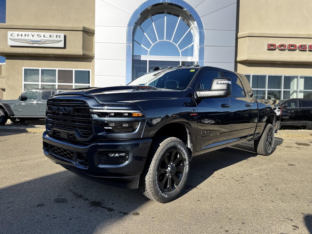 2026 Ram 3500 Laramie Night Edition Mega Cab 4x4 | Rig Ready Ram | Cummins | Leather | Sunroof | Towing Prep Redwater AB