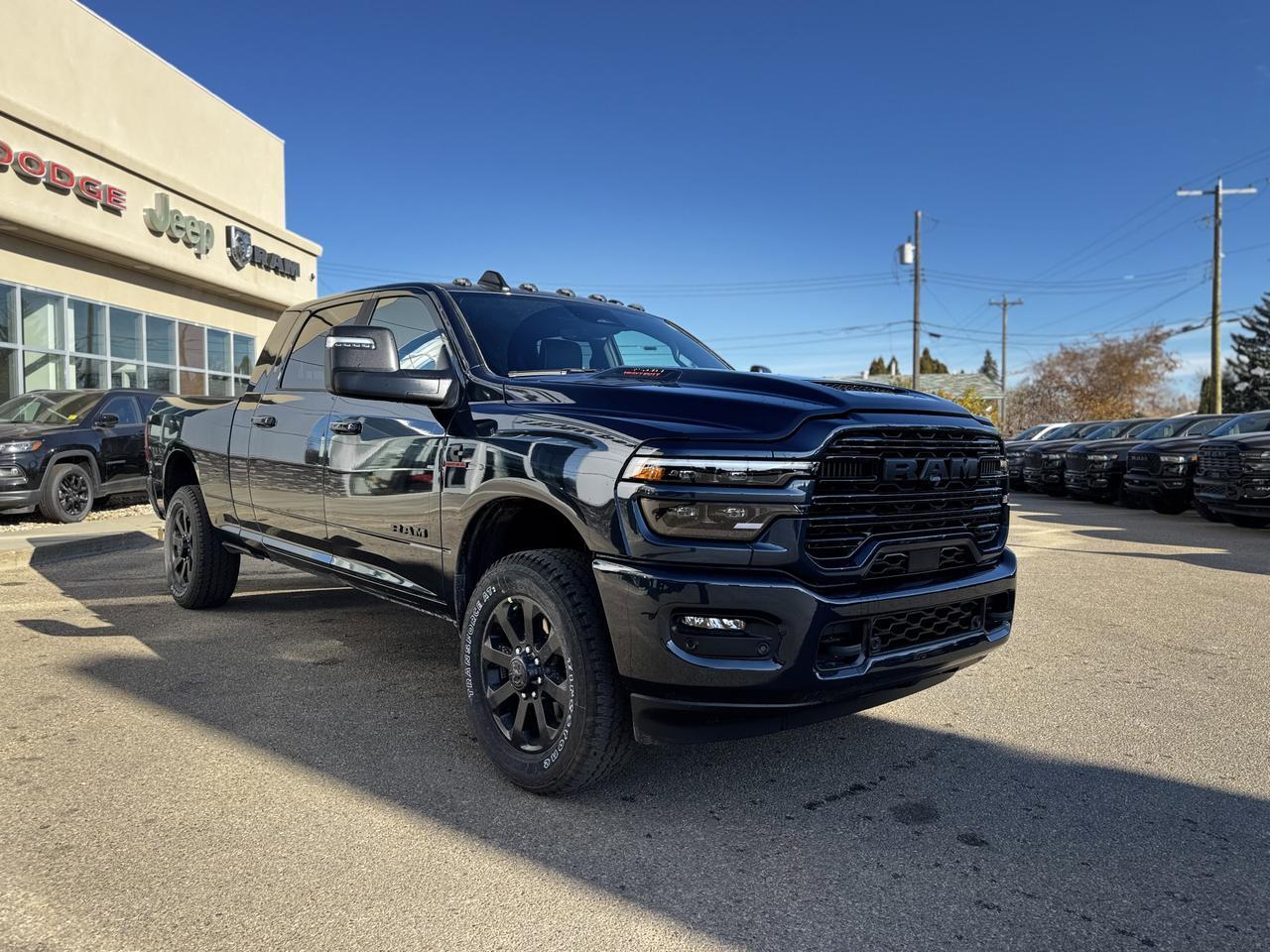 2026 Ram 3500 Laramie Night Edition Mega Cab 4x4 | Rig Ready Ram | Cummins | Leather | Sunroof | Towing Prep Redwater AB