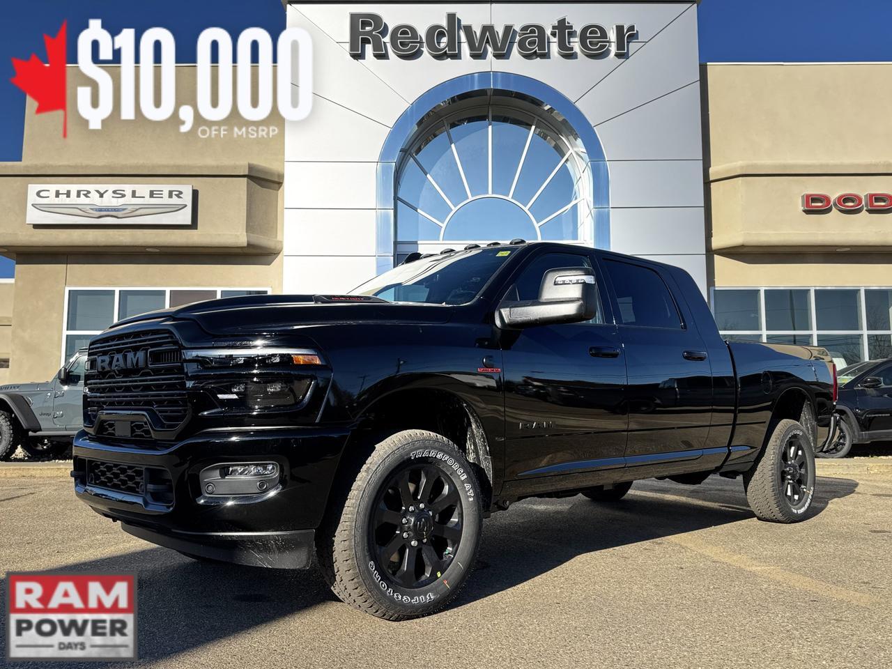 2026 Ram 3500 Laramie Night Edition Mega Cab 4x4 | Rig Ready Ram | Leather | Sunroof | Towing Prep | Heated Seats