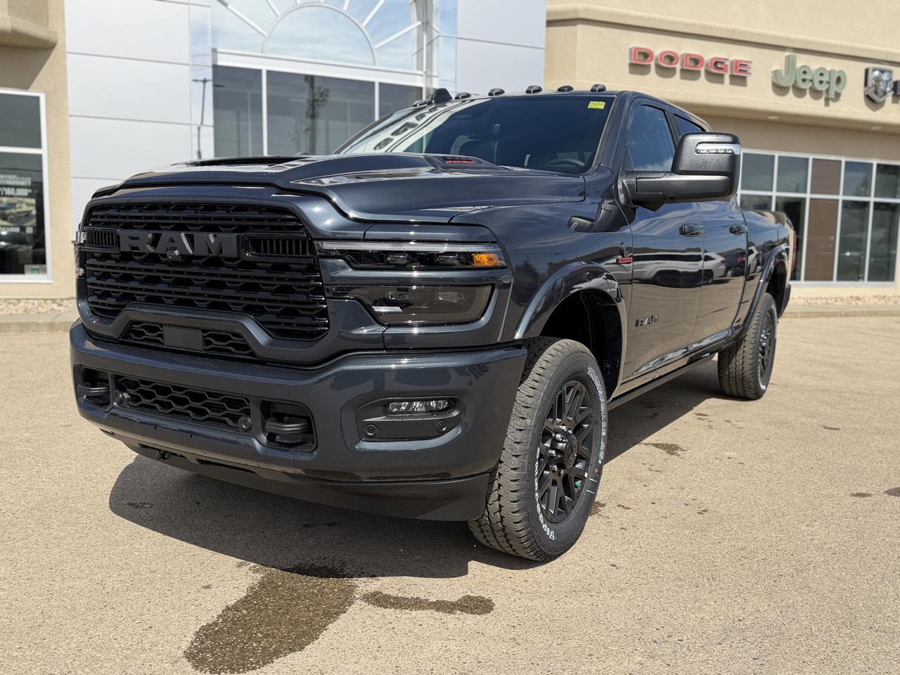 2026 Ram 3500 Limited Crew Cab 4x4 | Cummins Diesel | Night Edition | Sunroof | 5th Wheel Prep | Power Boards Redwater AB