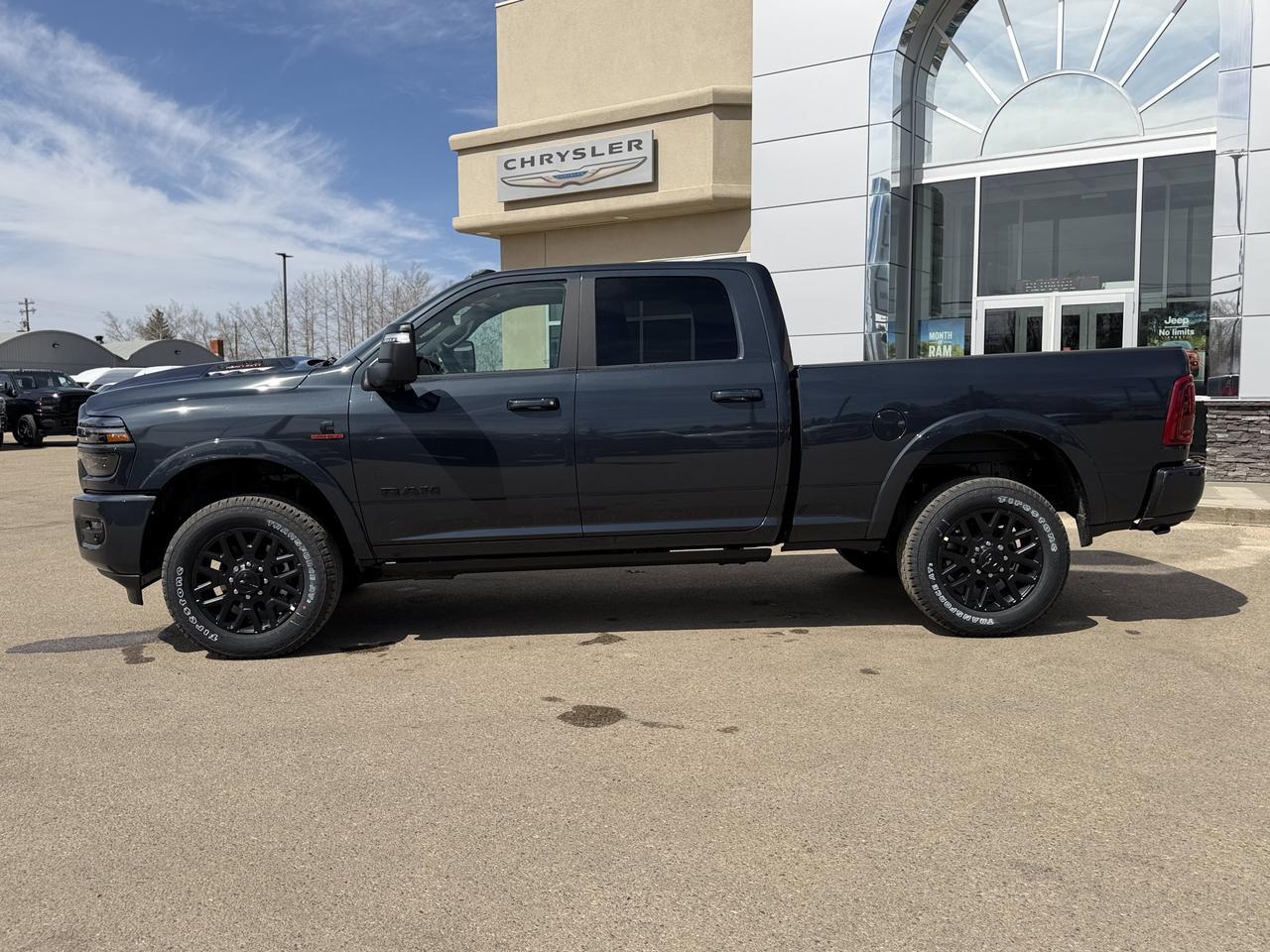 2026 Ram 3500 Limited Crew Cab 4x4 | Cummins Diesel | Night Edition | Sunroof | 5th Wheel Prep | Power Boards Redwater AB