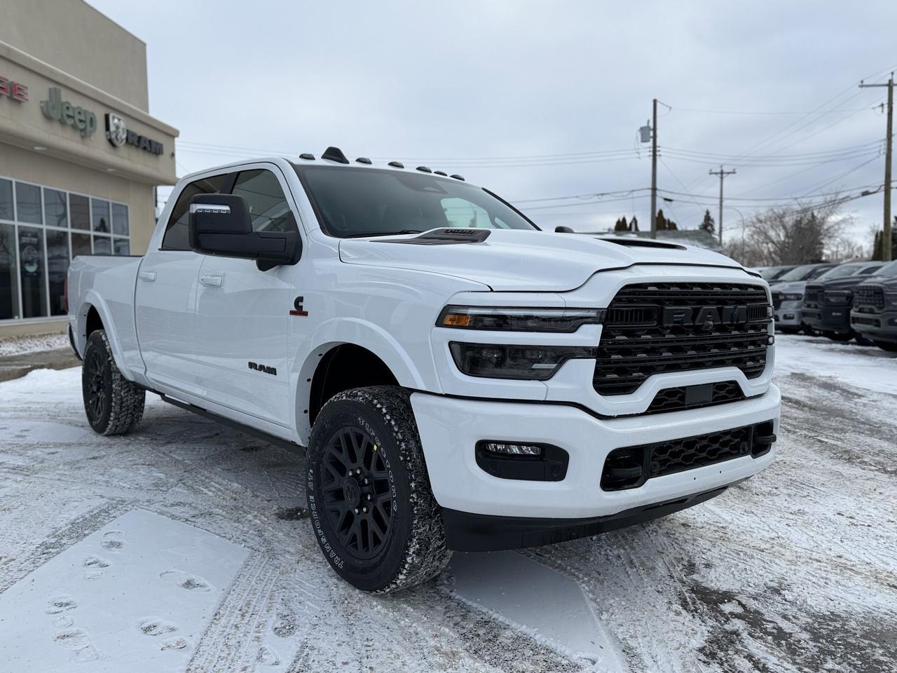 2026 Ram 3500 Limited Crew Cab 4x4 | HO Cummins Turbo Diesel | 5th Wheel Prep | Black Leather | NAV | Heated Seats Redwater AB