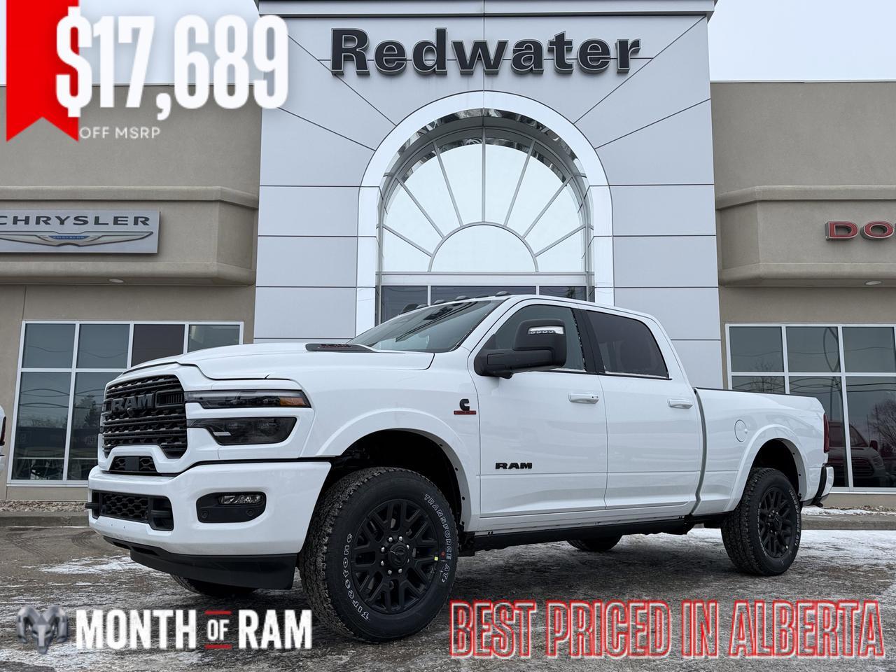 2026 Ram 3500 Limited Crew Cab 4x4 | HO Cummins Turbo Diesel | 5th Wheel Prep | Black Leather | NAV | Heated Seats