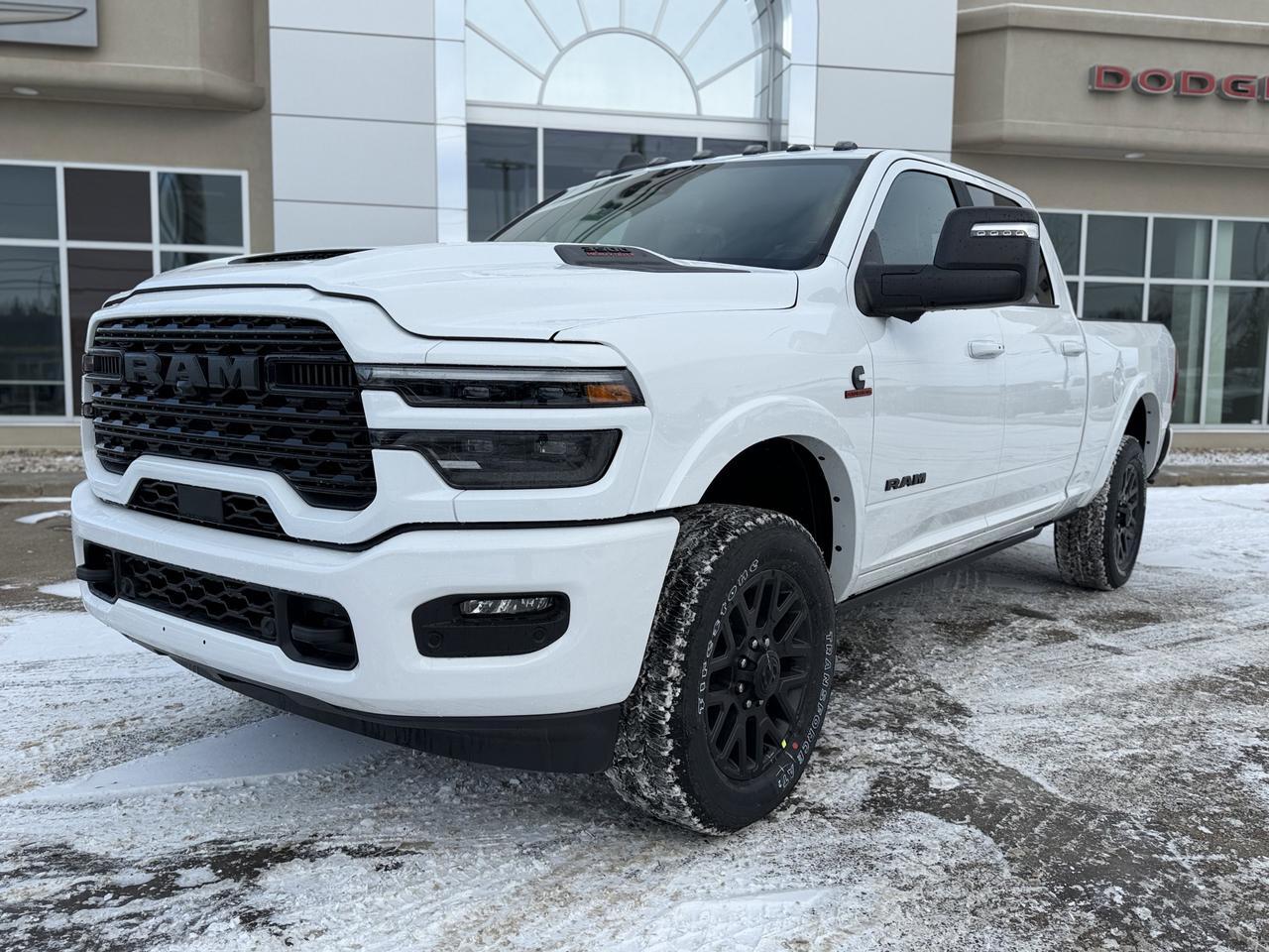 2026 Ram 3500 Limited Crew Cab 4x4 | HO Cummins Turbo Diesel | 5th Wheel Prep | Black Leather | NAV | Heated Seats Redwater AB